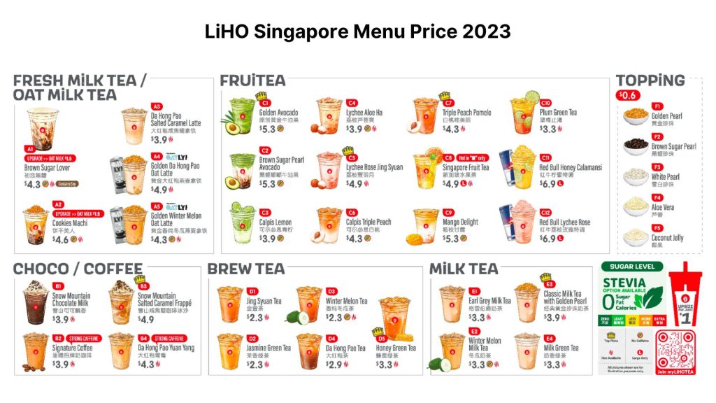 Liho Singapore Menu Price List