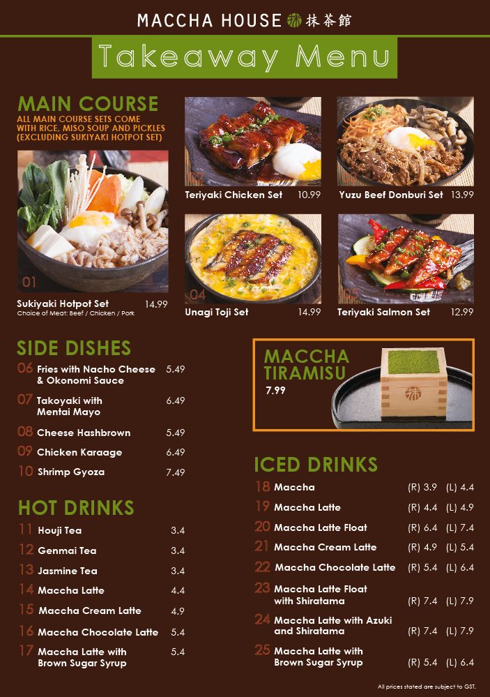 Maccha House (Takeaway Menu)