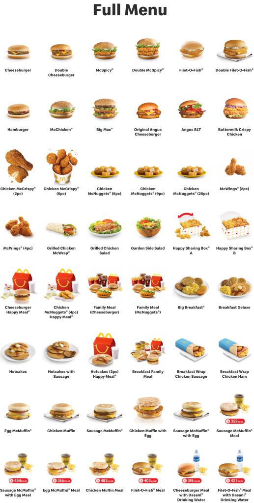 McDonald’s Singapore Menu List 
